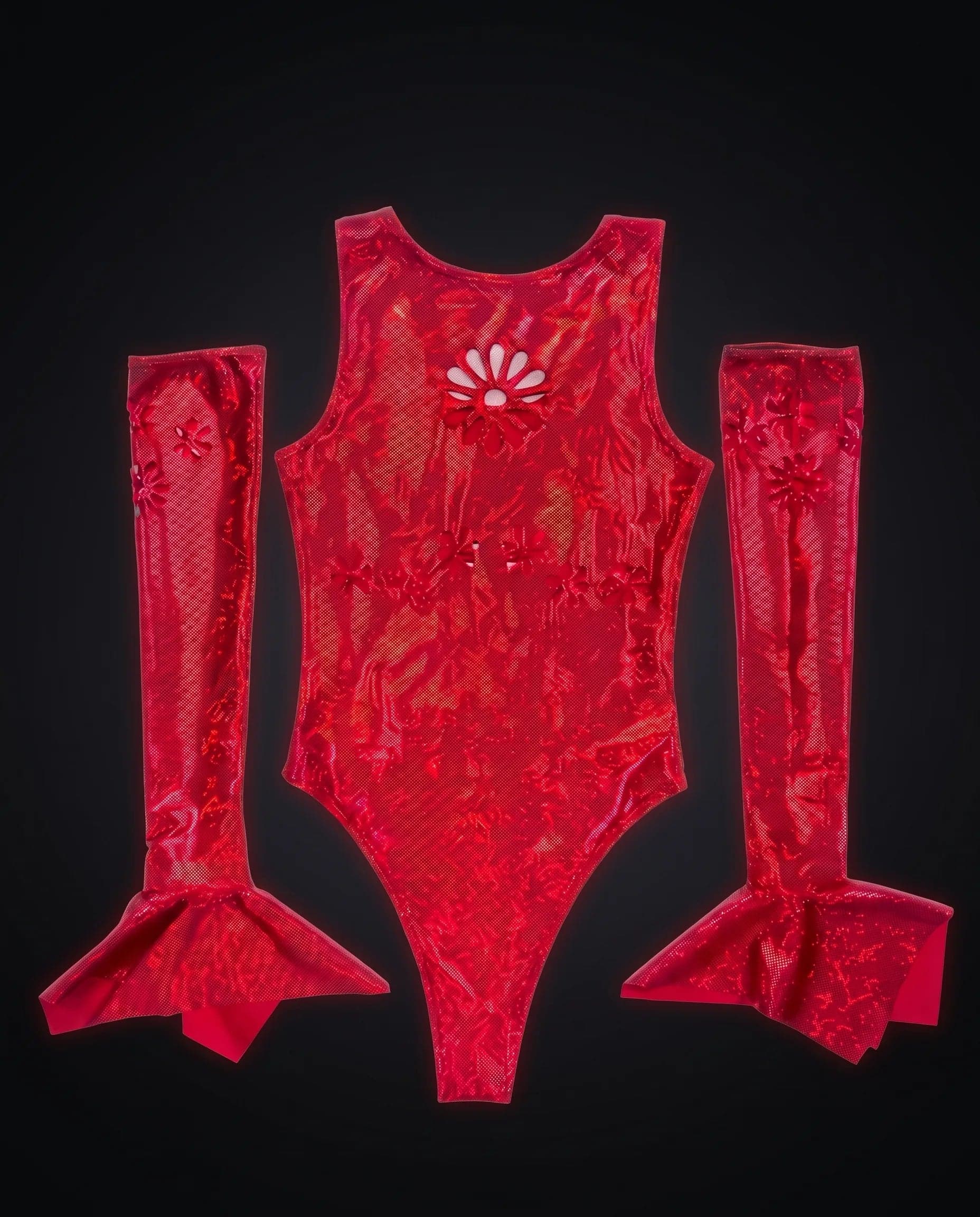 Red Daisy Darling Bodysuit/Arm Sleeves Set