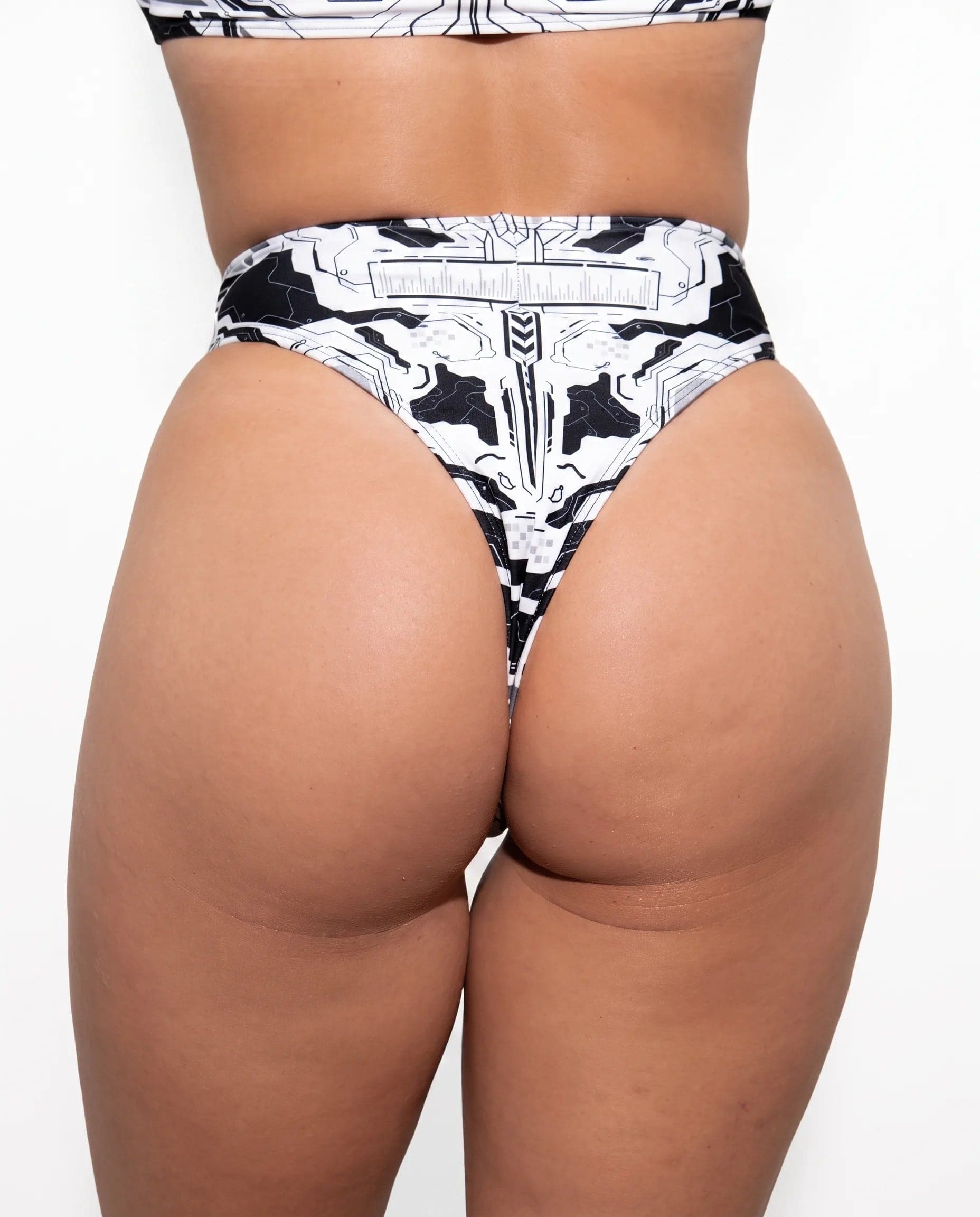 Mechanoid High Waisted Thong - White