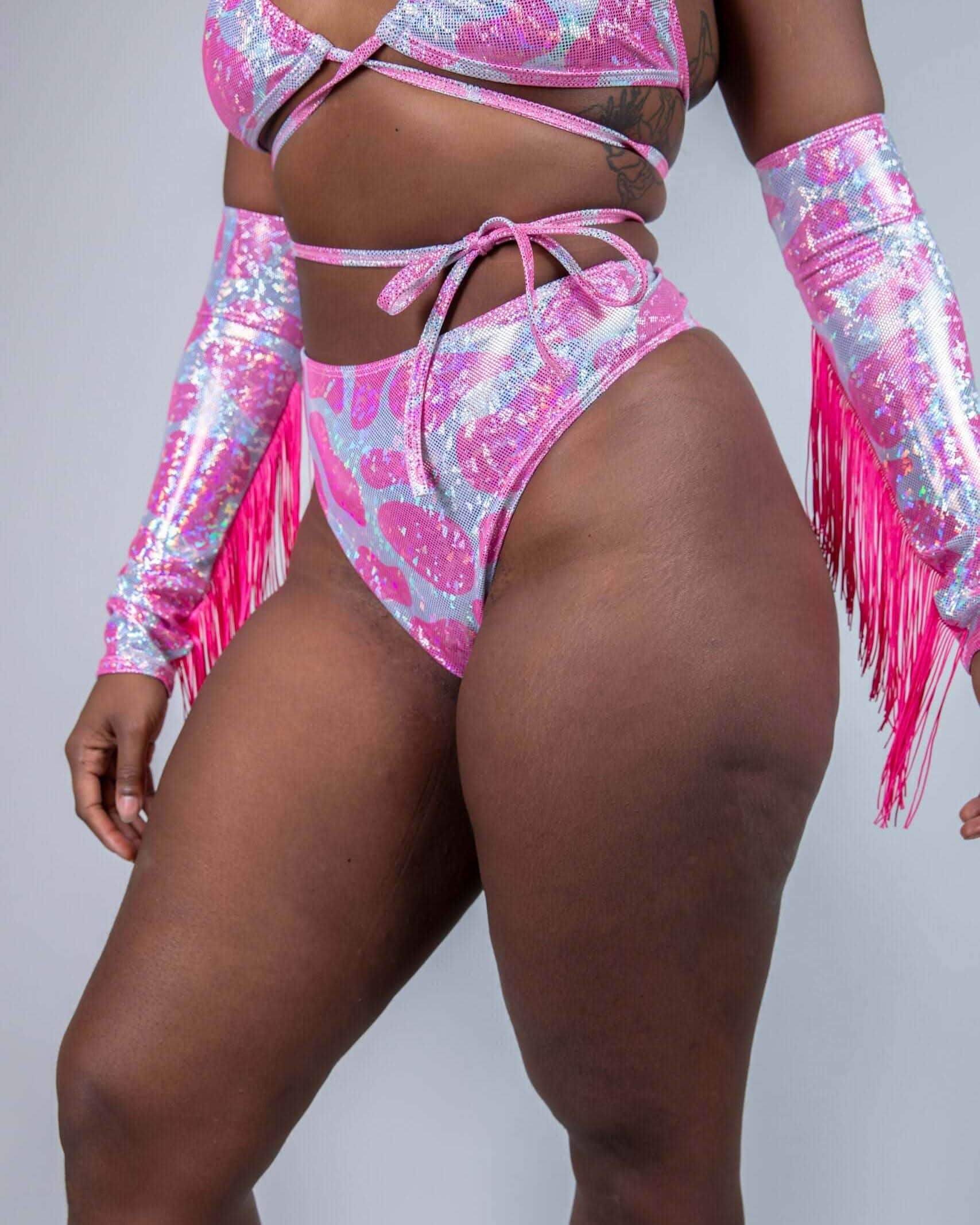 Strawberry Milkshake High Waisted Thong. Freedom Rave Wear product photo
