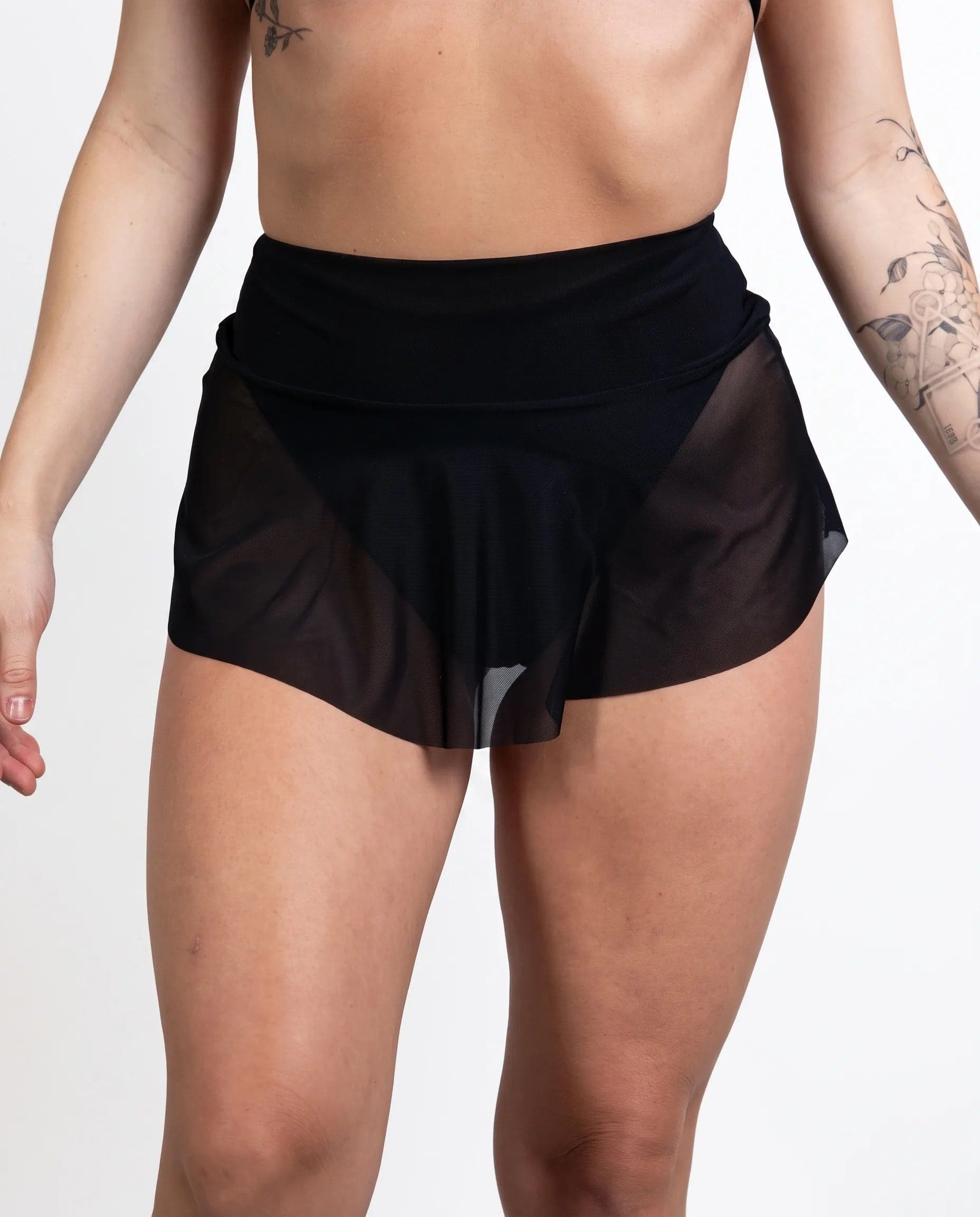 Black Mesh Micro Skater Skirt