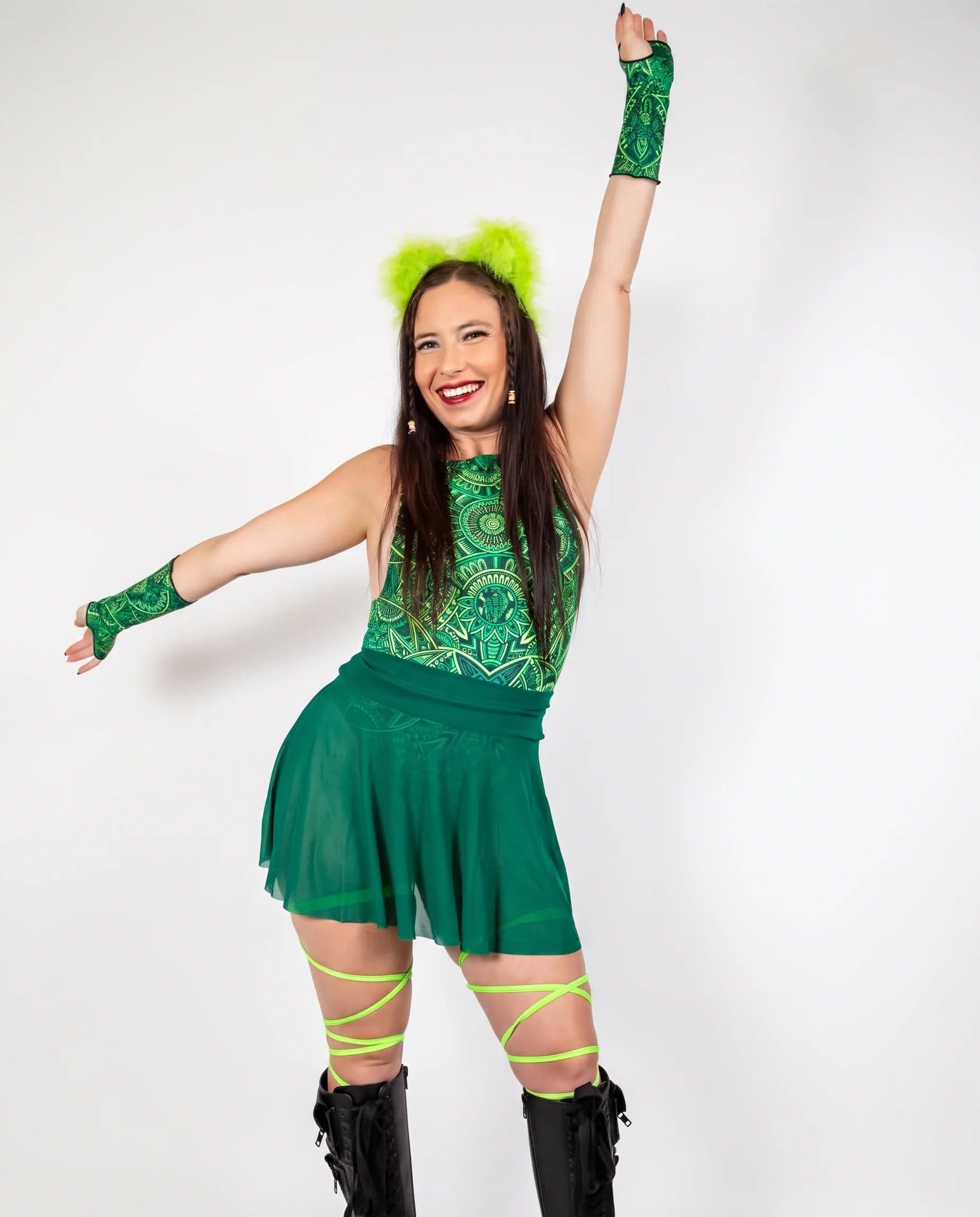 Emerald Mesh Skater Skirt