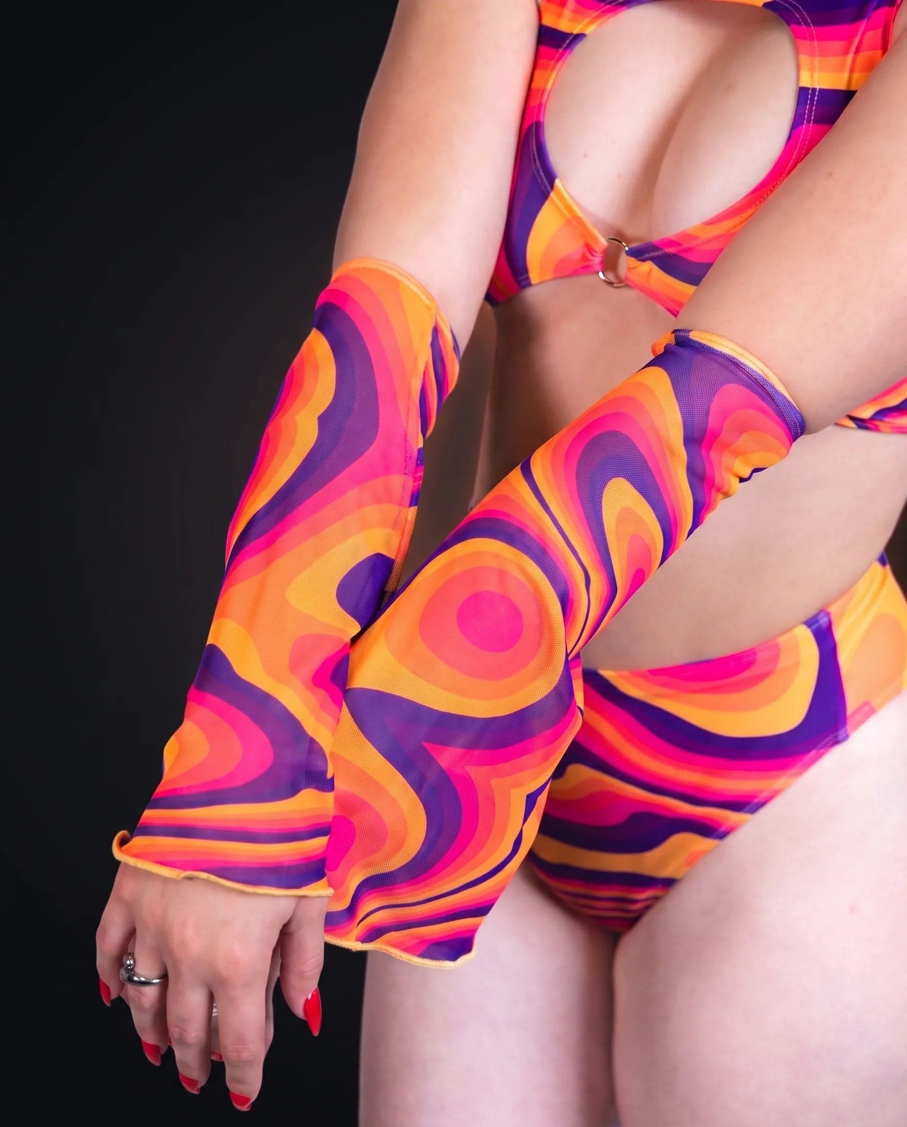 Tangerine Tango Mesh Flare Sleeves