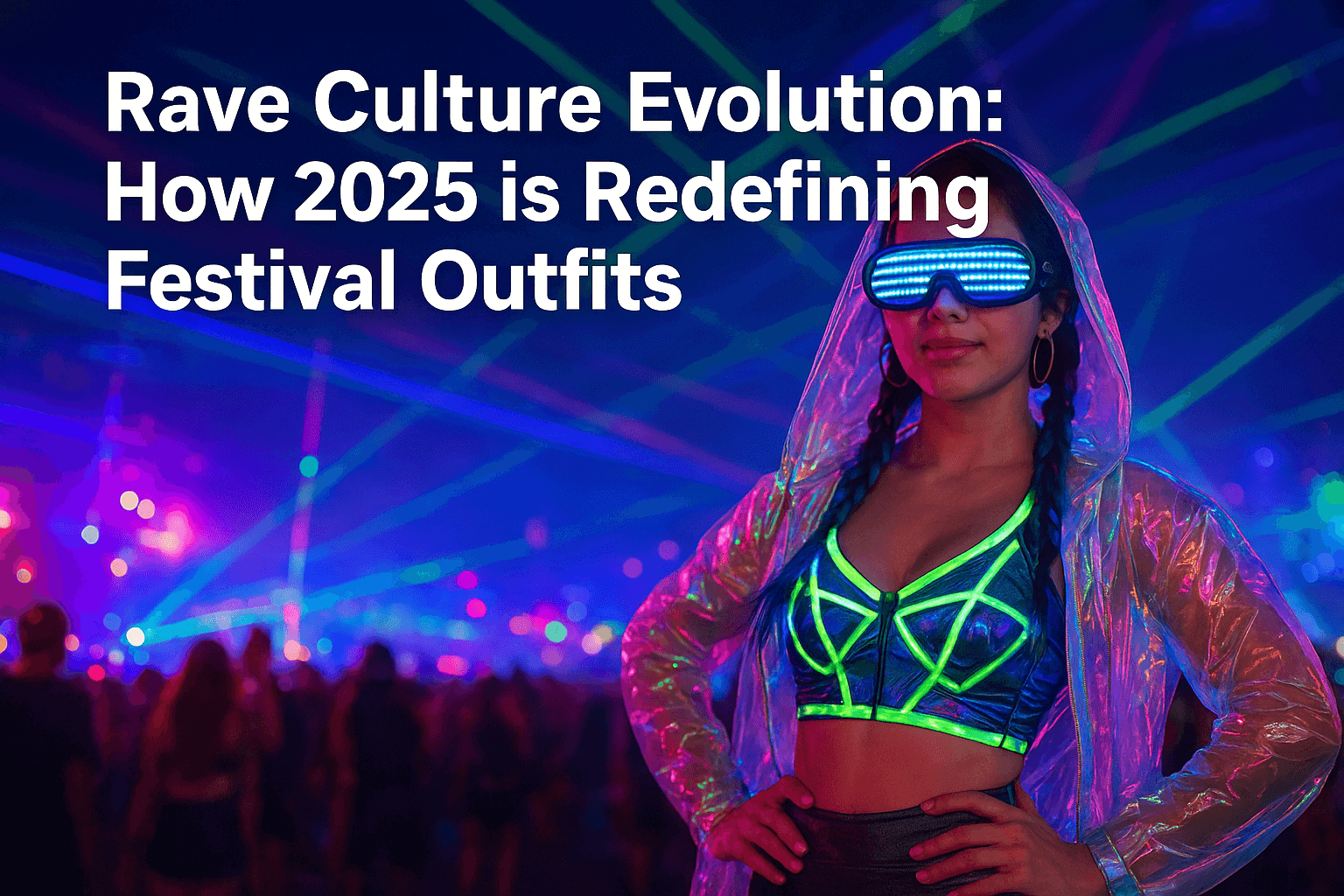 Rave Culture Evolution: How 2025 is Redefining Festival Outfits featuring vibrant festival attire and neon lights.