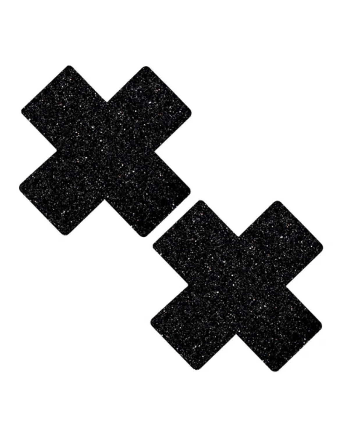 Black Malice X Factor Pasties with glittery finish, perfect for rave outfits and bold fashion statements.