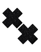 Black Malice X Factor Pasties with glittery finish, perfect for rave outfits and bold fashion statements.