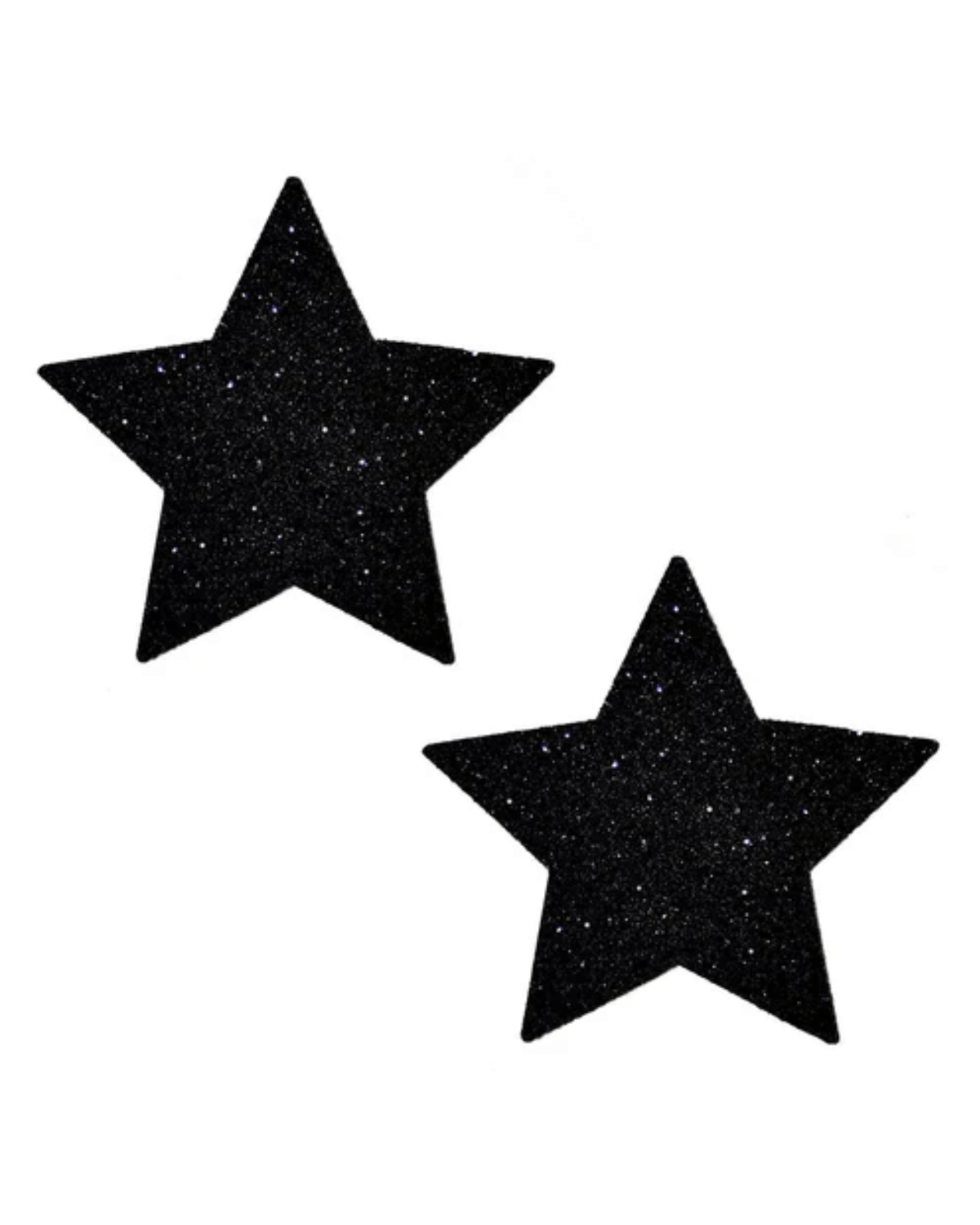 Black Malice glitter star pasties for rave outfits, perfect for parties, festivals, and fashion emergencies.