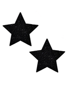 Black Malice glitter star pasties for rave outfits, perfect for parties, festivals, and fashion emergencies.