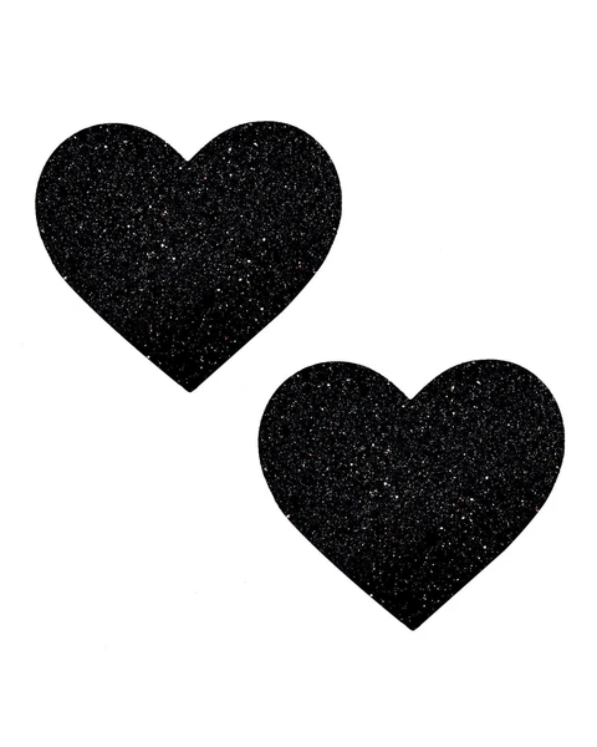 Black Malice Glitter heart-shaped pasties for rave outfits, adding sparkle and flair to any party or festival look.