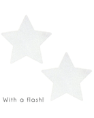 Reflective star-shaped pasties for rave outfits, shining bright under flash light.