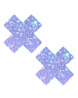 Purple Cotton Candy Blacklight Glitter X Nipple Cover Pasties