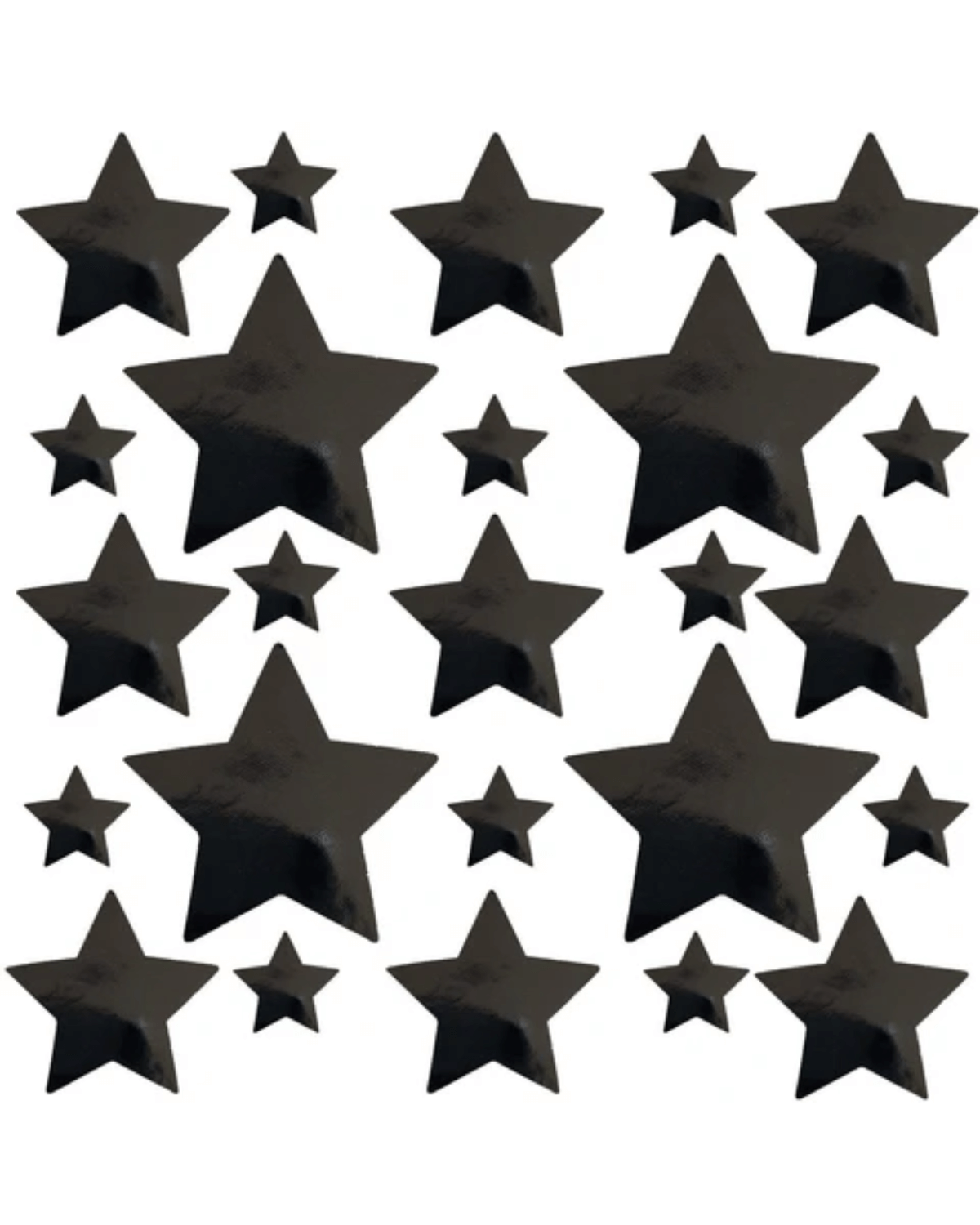 Black star stickers, perfect for rave outfits and adding flair to any look.