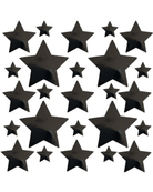 Black star stickers, perfect for rave outfits and adding flair to any look.
