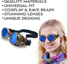 Steampunk Goggles and Kaleidoscope Glasses with stunning lenses, universal fit, perfect for cosplay and rave outfits.