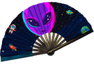 Festival Fans featuring an alien design, perfect for rave outfits and festival celebrations.