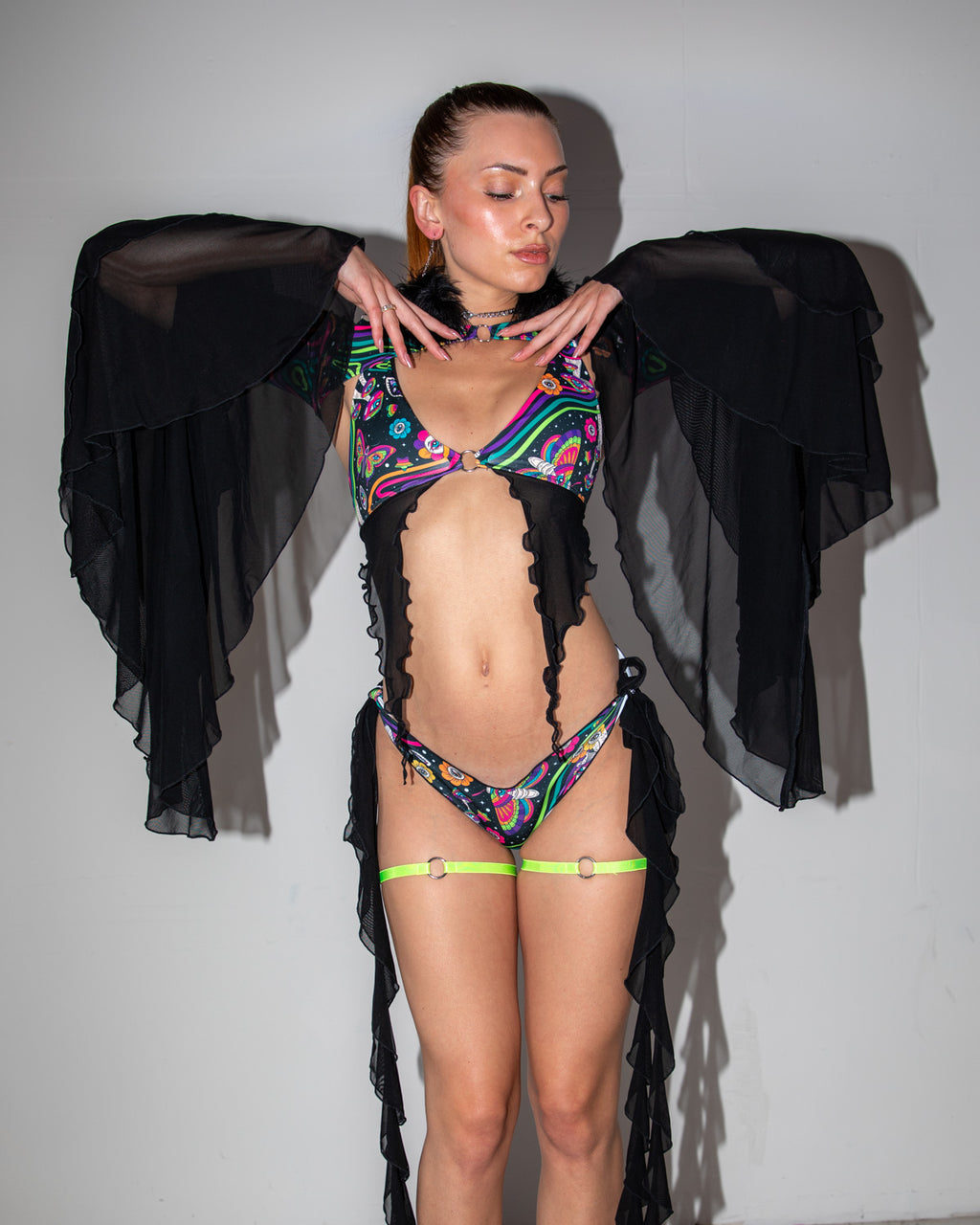 Awaken Nymph Sleeves - rave arm sleeves - detail view - EDM clothing