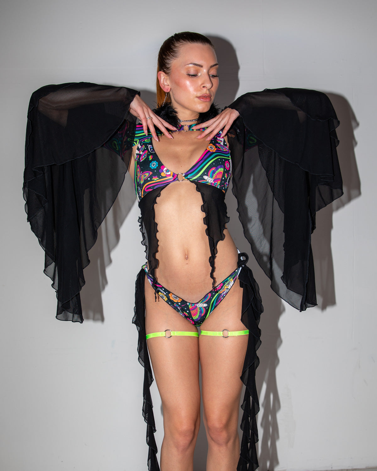 Awaken Nymph Sleeves - rave arm sleeves - detail view - EDM clothing