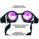 Steampunk Goggles and Kaleidoscope Glasses with rainbow crystal lenses and chrome plastic frame for rave outfits.