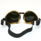 Steampunk Goggles and Kaleidoscope Glasses with gold detailing, perfect for rave outfits and cosplay.