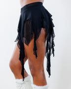 Black Mesh Sea Fairy Skirt - rave skirt - detail view - EDM clothing