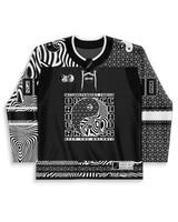 Front view of the Duality Hockey Jersey, featuring bold black and white graphics with a statement design.