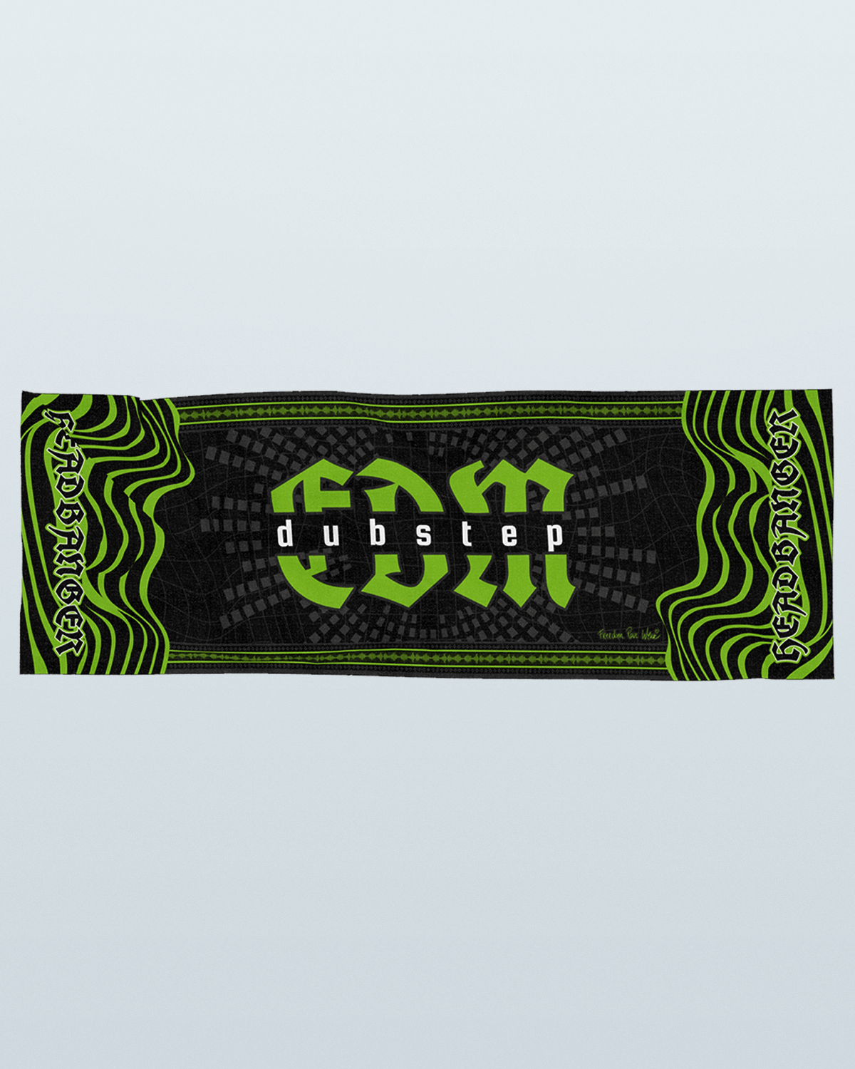 Dubstep Festival Scarf in neon green and black, perfect for rave clothing and EDM events.