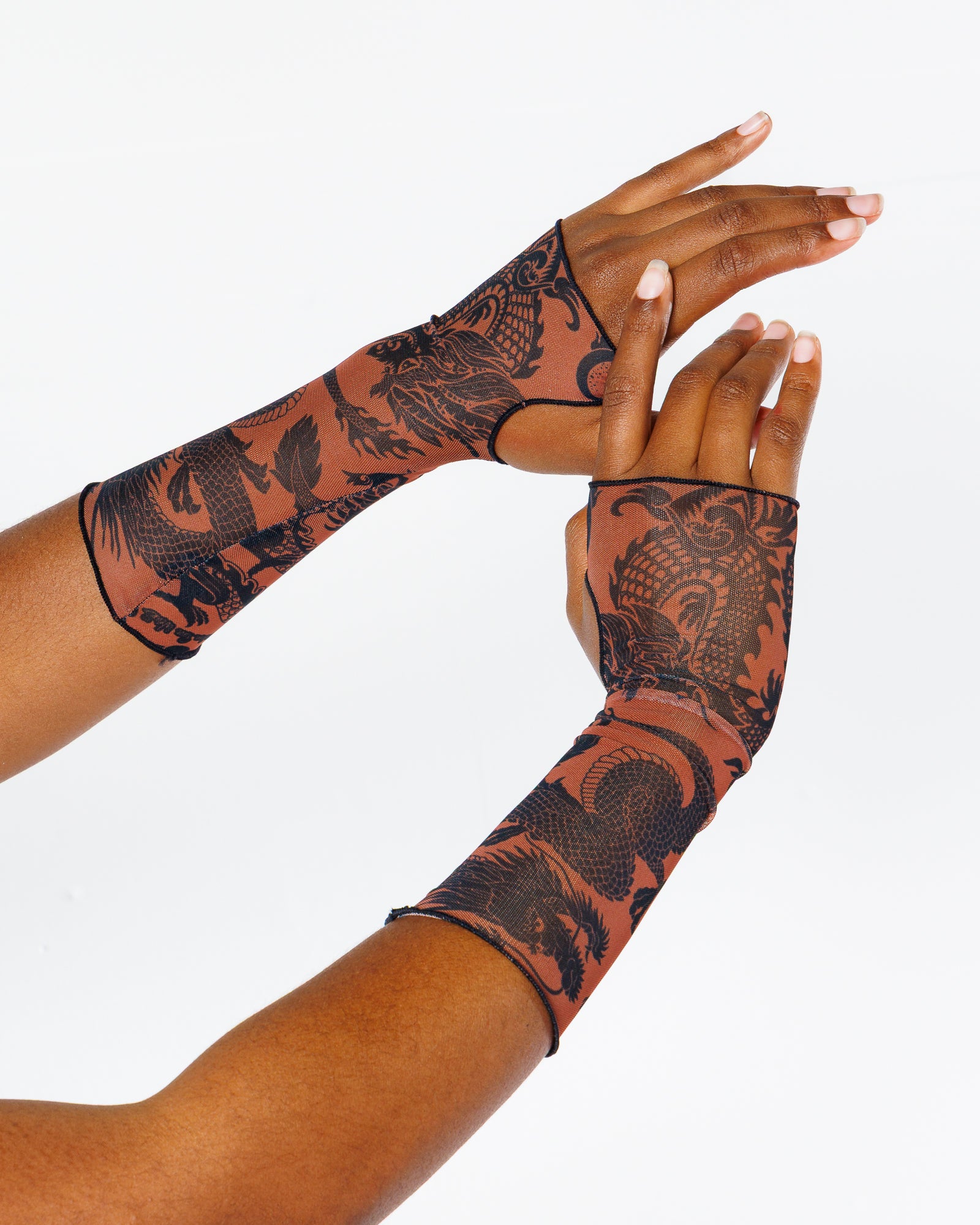 Dynasty Gloves - Caramel - rave accessories - front view - Freedom Rave Wear