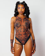 Dynasty High Neck Bodysuit - Caramel - rave bodysuit - styling view 5 - festival fashion