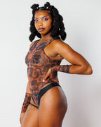 Dynasty High Neck Bodysuit - Caramel - rave bodysuit - styling view 8 - festival fashion