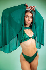 Emerald Mesh Bell Sleeves FRW New Size: Small / Medium.
