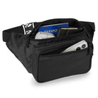 Fanny Pack (Solids) with multiple pockets, showcasing organized storage for essentials like passport and phone.