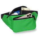 Fanny Pack (Solids) in vibrant green with organized compartments for essentials, perfect for rave outfits.