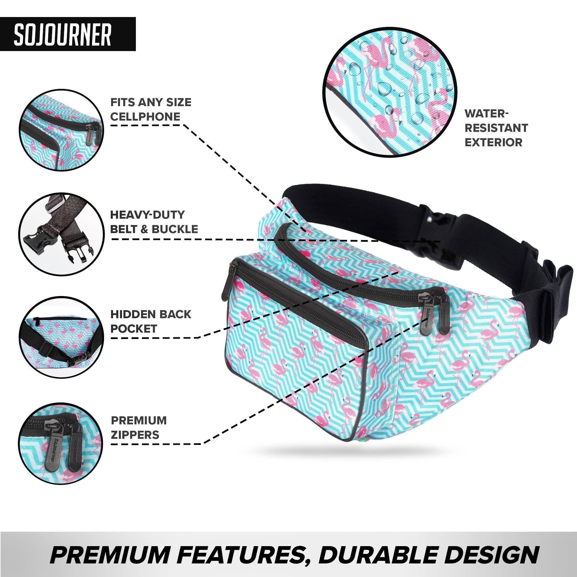 Fanny Pack (Solids) with water-resistant exterior and premium features for organized storage and easy access.