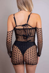 Tie It Up Halter Fishnet Dress FRW Accessories