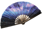 Festival Fans with galaxy design, perfect for rave outfits, parties, drag events, and stylish summer celebrations.