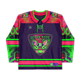 Front view of the Goblin Mode Hockey Jersey featuring bold colors and a goblin emblem design.