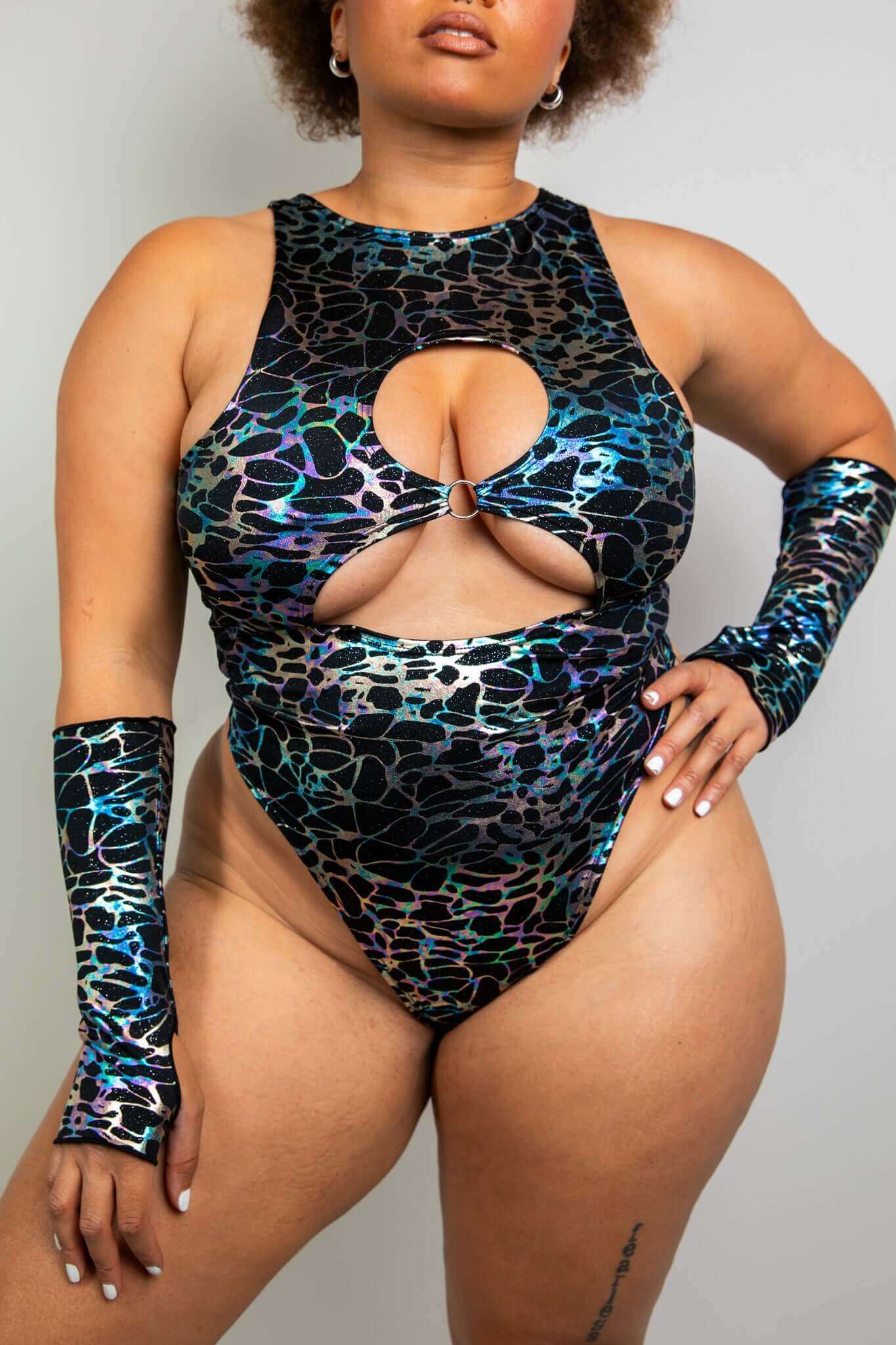 Women's Galactica Keyhole Bodysuit Freedom Rave Wear Size: X-Small