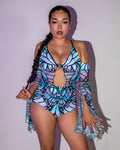 Gossamer Deep Sea Bikini Top - rave bikini top - detail view - EDM clothing