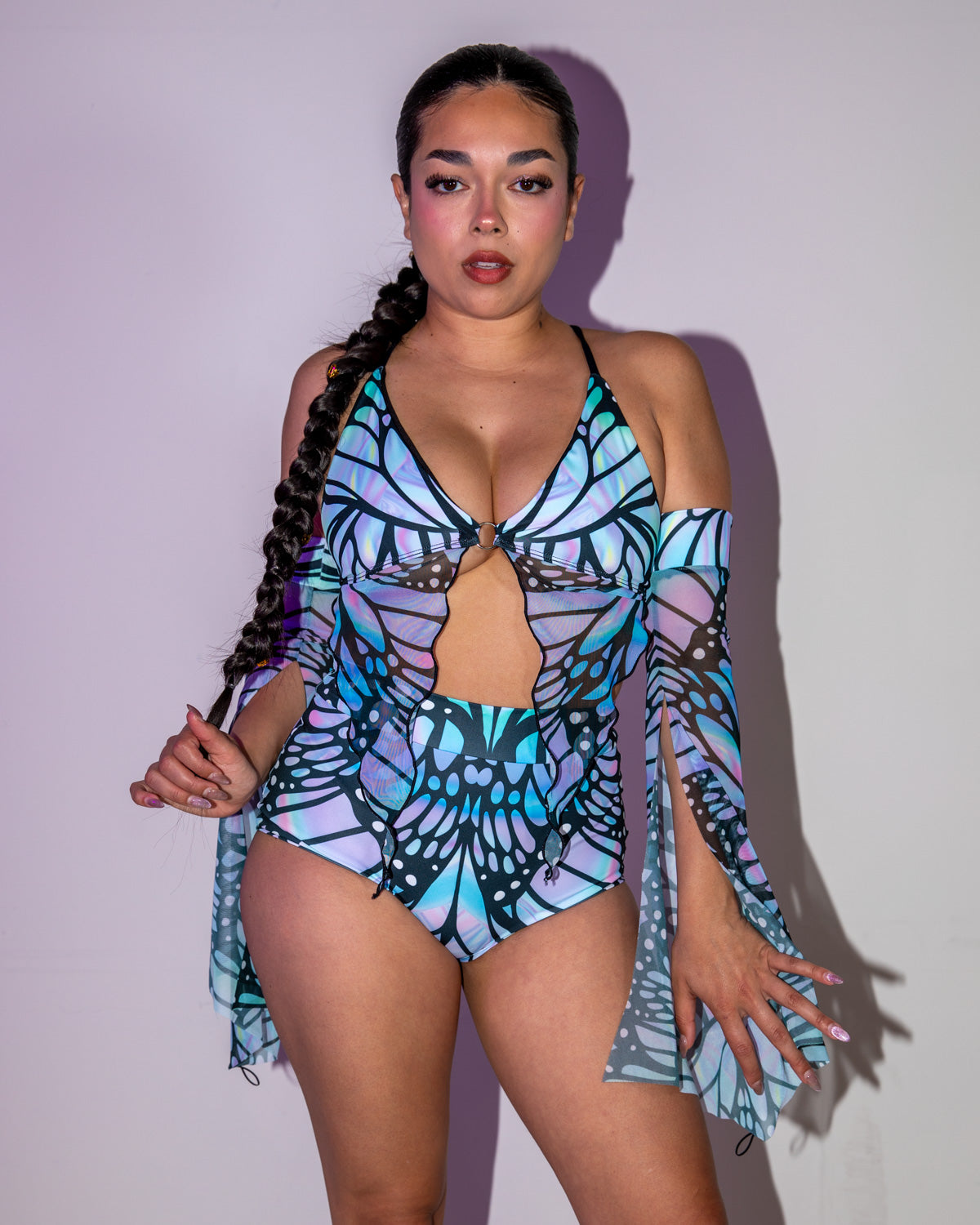Gossamer Deep Sea Bikini Top - rave bikini top - detail view - EDM clothing