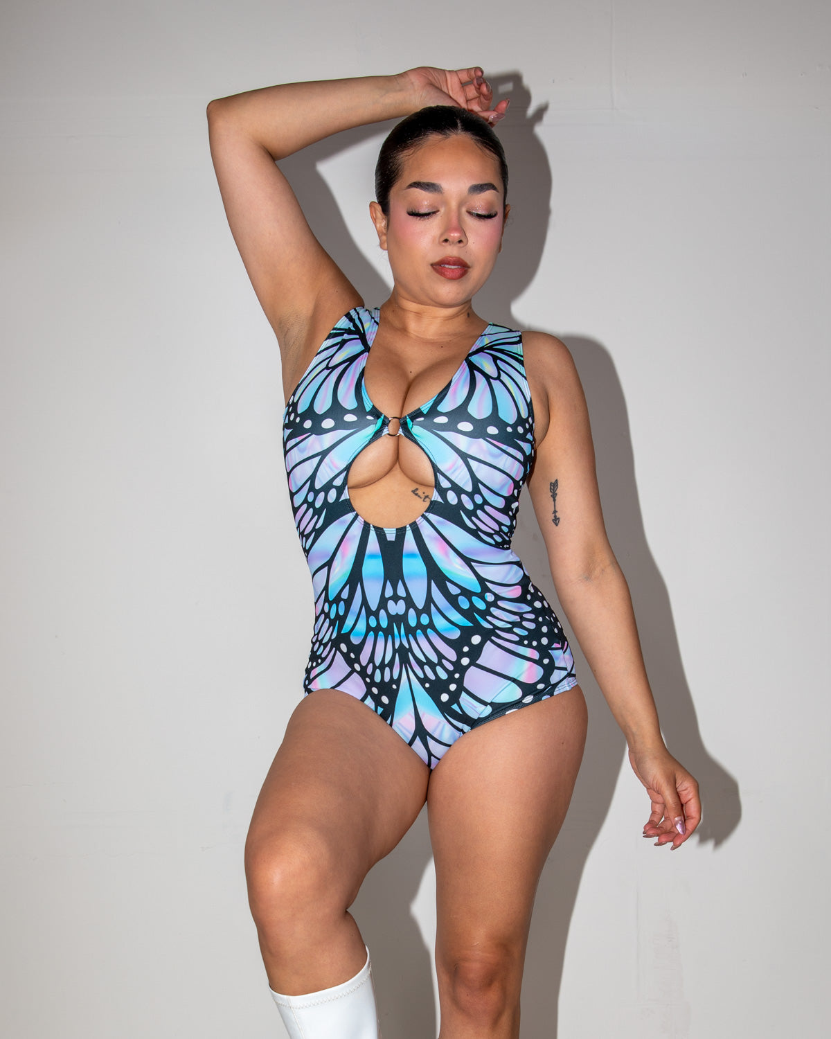 Gossamer Double Take Playsuit - rave bodysuit - detail view - EDM clothing