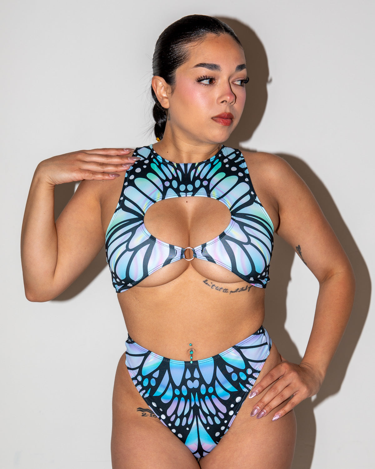 Gossamer Keyhole Top - rave top - detail view - EDM clothing