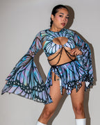 Gossamer Mesh Bell Sleeves - rave arm sleeves - detail view - EDM clothing