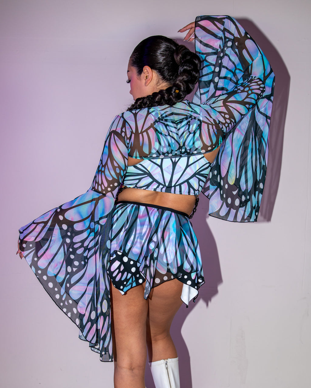 Gossamer Mesh Bell Sleeves - rave sleeve - styling view 6 - festival fashion