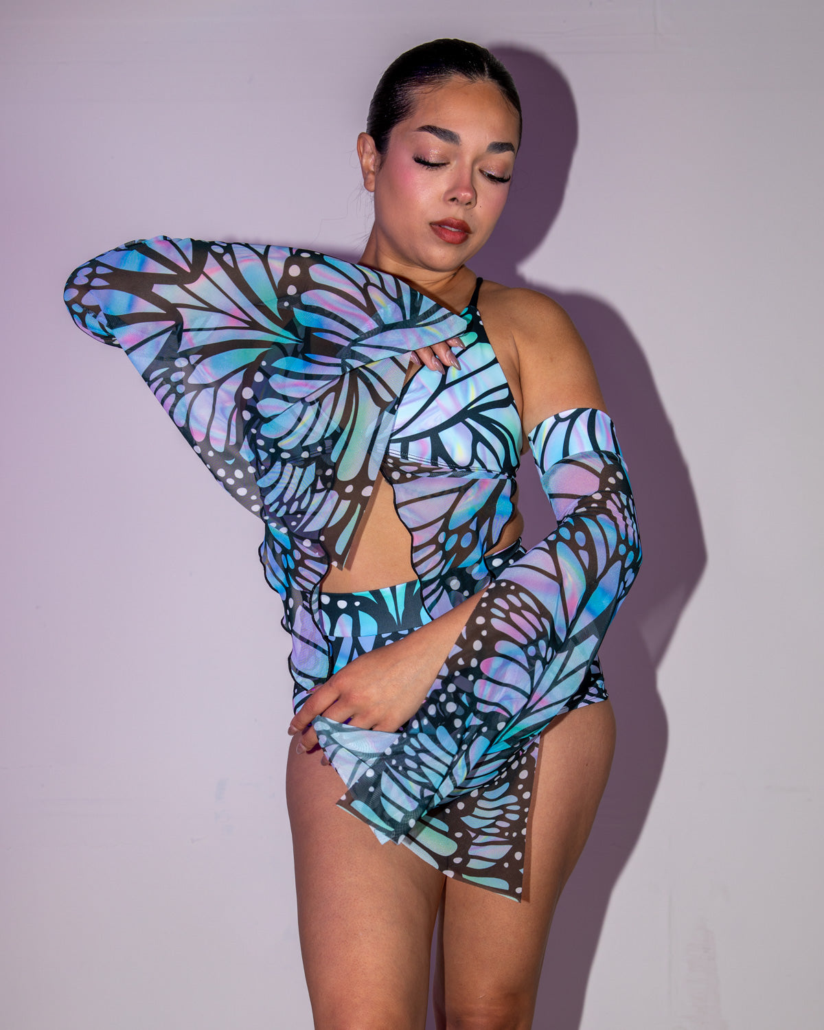 Gossamer Metamorphosis Sleeves - rave arm sleeves - front view - Freedom Rave Wear