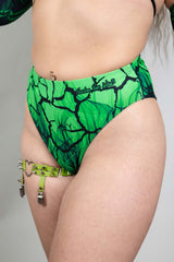 Toxic High Waisted Brazilian Bottoms - Green Freedom Rave Wear Size: X-Small