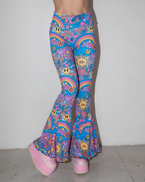 Groovy Bell Bottoms - rave pants - front view - Freedom Rave Wear