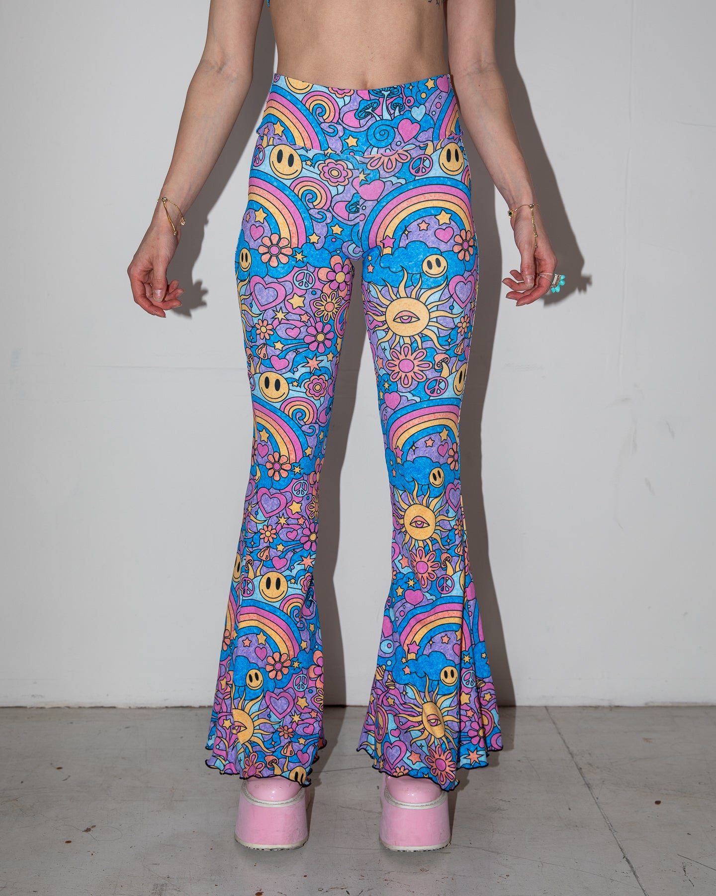 Groovy Bell Bottoms - rave pants - detail view - EDM clothing
