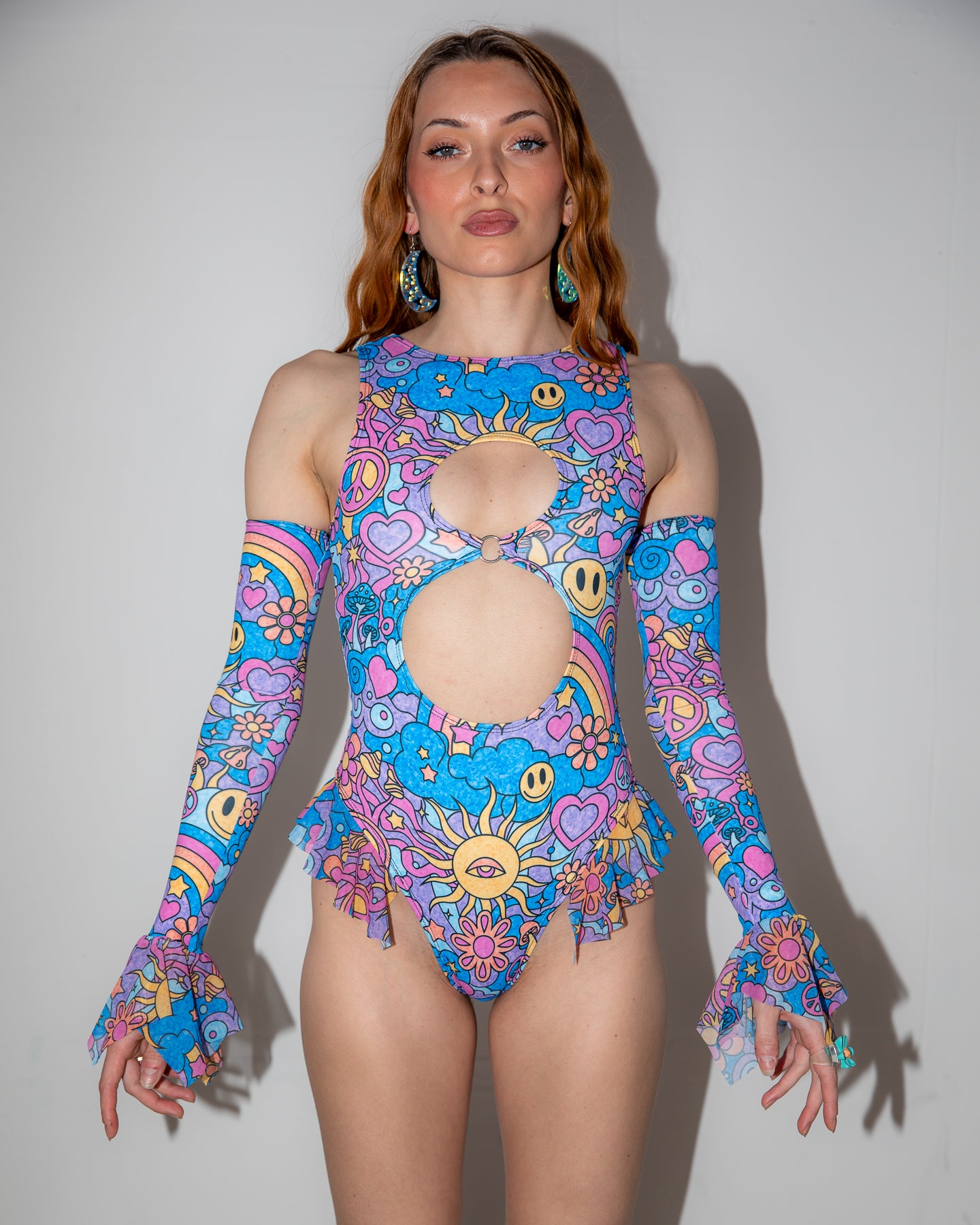 Groovy Keyhole Bodysuit - rave bodysuit - detail view - EDM clothing