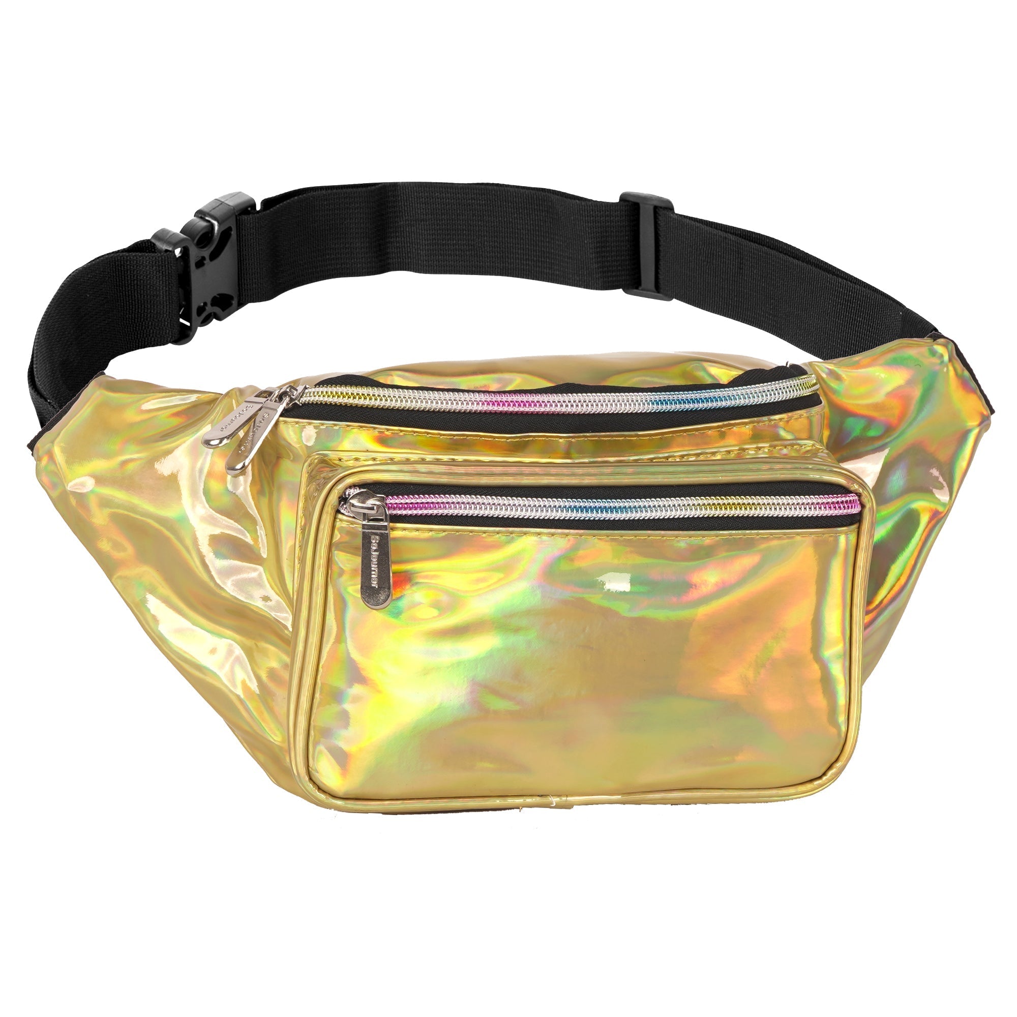Rave Fanny Pack in shiny gold color, perfect accessory for festivals and travel.