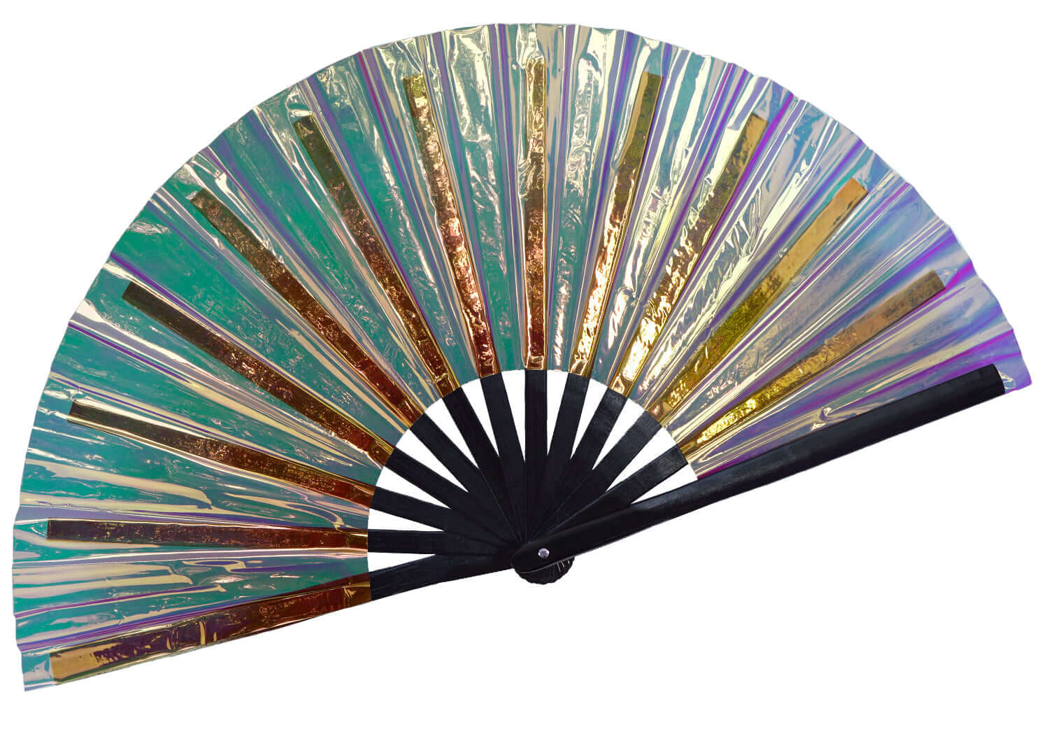 Colorful large folding Festival Fans for raves and parties, perfect for women's rave outfits and drag queen performances.