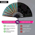 Comparison of SoJourner Festival Fans and other hand fans showcasing durability and design features.